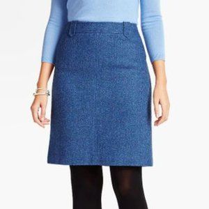 Talbots Herringbone Shetland Wool Skirt 2 XS Blue A-Line